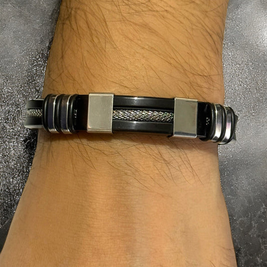 Pulsera caballero Magno negro/plateado