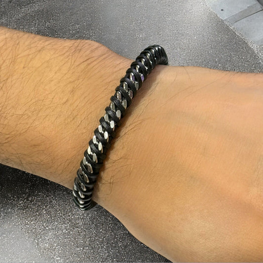 Pulsera caballero Urban negro/plateado