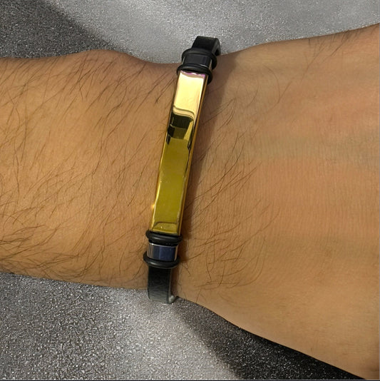 Pulsera caballero Rex negro/plateado/dorado