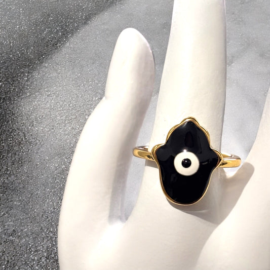 Anillo ojo turco negro ajustable