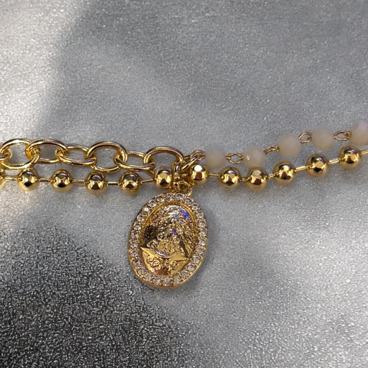 Pulsera con piedra blanca Virgen de los Lagos