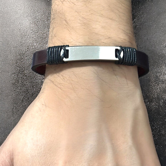 Pulsera caballero Titán café/plateado