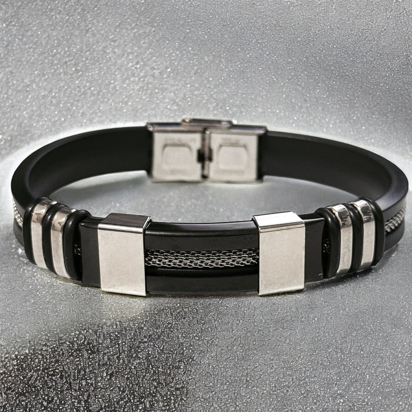 Pulsera caballero Magno negro/plateado