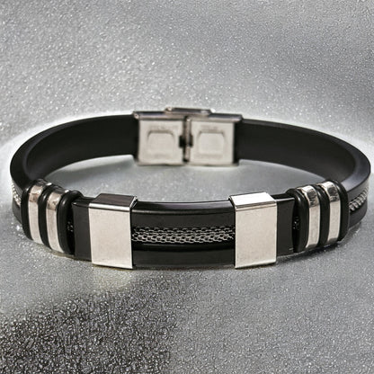 Pulsera caballero Magno negro/plateado