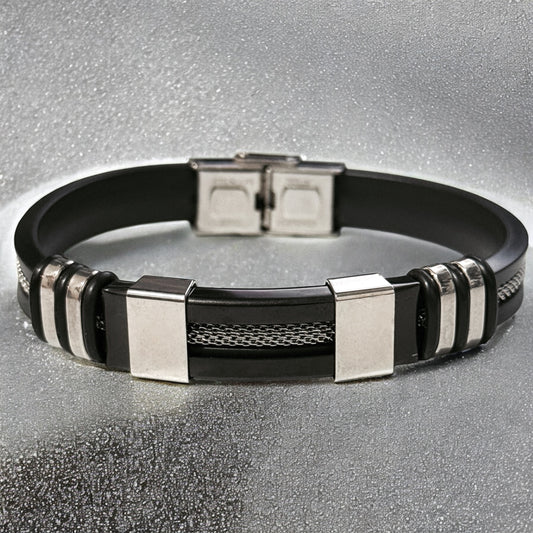 Pulsera caballero Magno negro/plateado