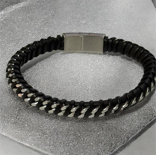 Pulsera caballero Urban negro/plateado