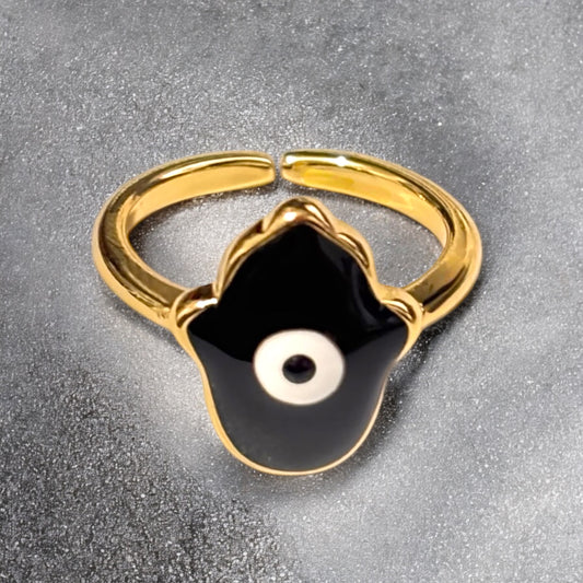 Anillo ojo turco negro ajustable