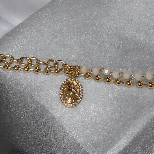 Pulsera con piedra blanca Virgen de los Lagos