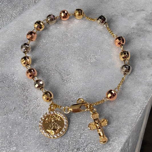 Pulsera con cuentas tricolor Virgen de los Lagos
